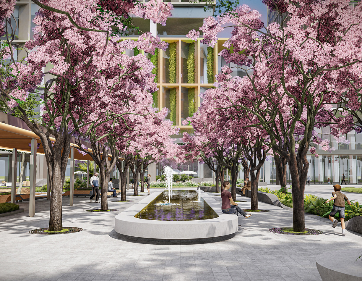 ©EDSA | Qianhai International Hospital | Cherry Blossom Trees