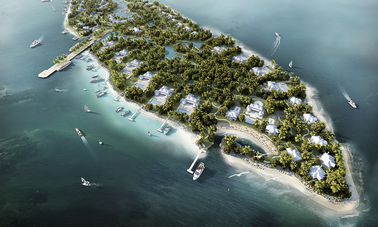 ©EDSA | Ritz Carlton Reserve at Caroline Bay | Island Aerial View South